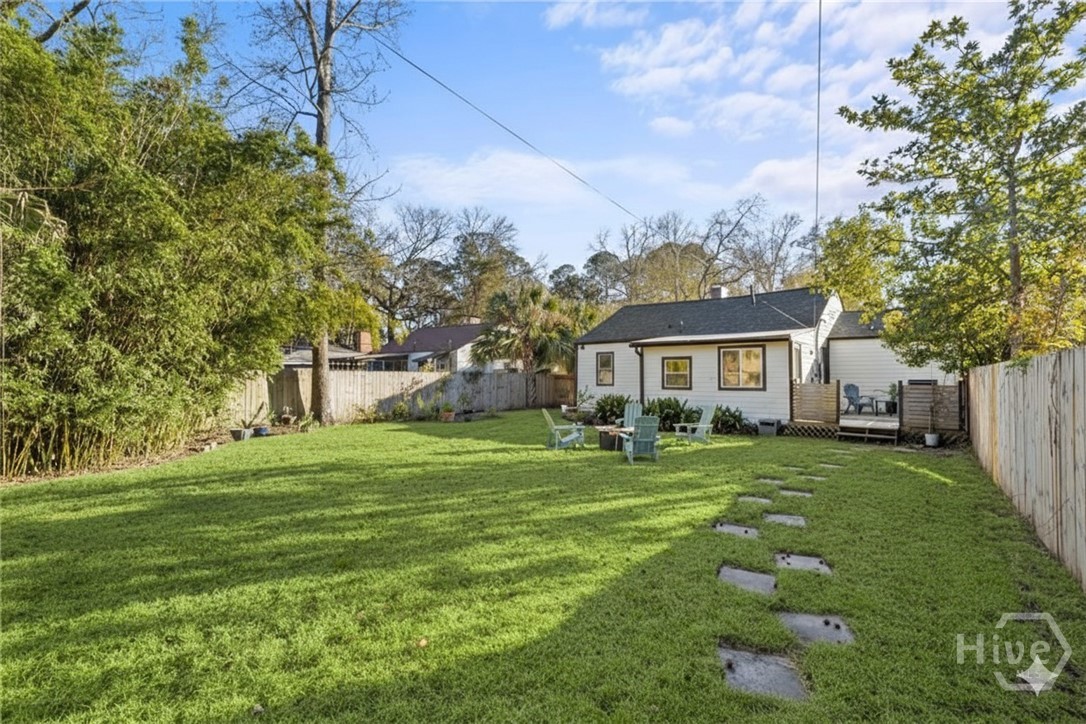 Fully fenced-in backyard