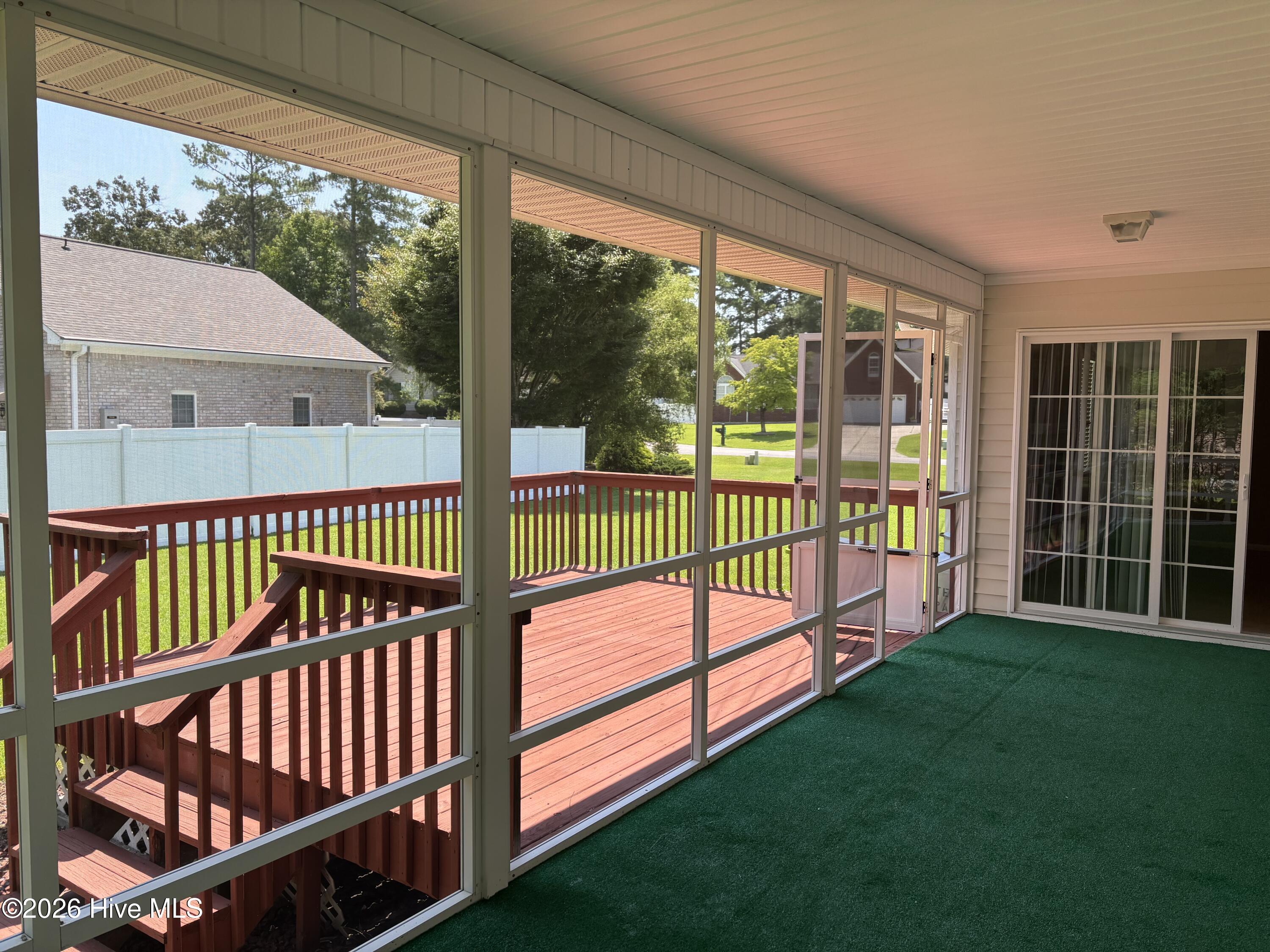 Screened porch measures 24”10” x 7’7”