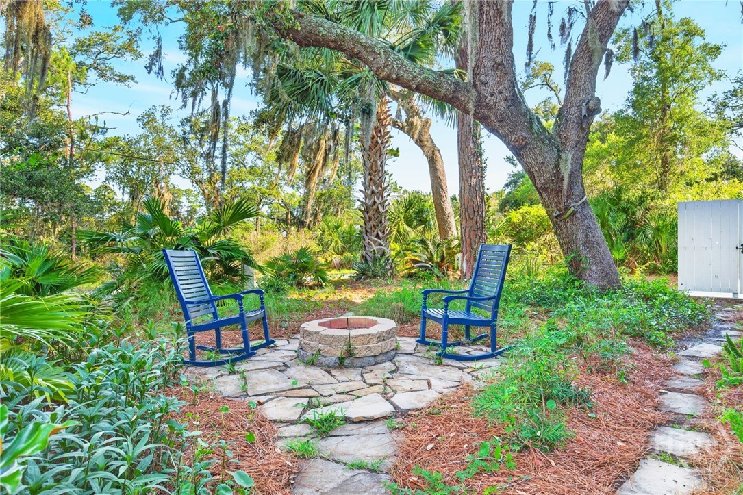 fire pit in side yard