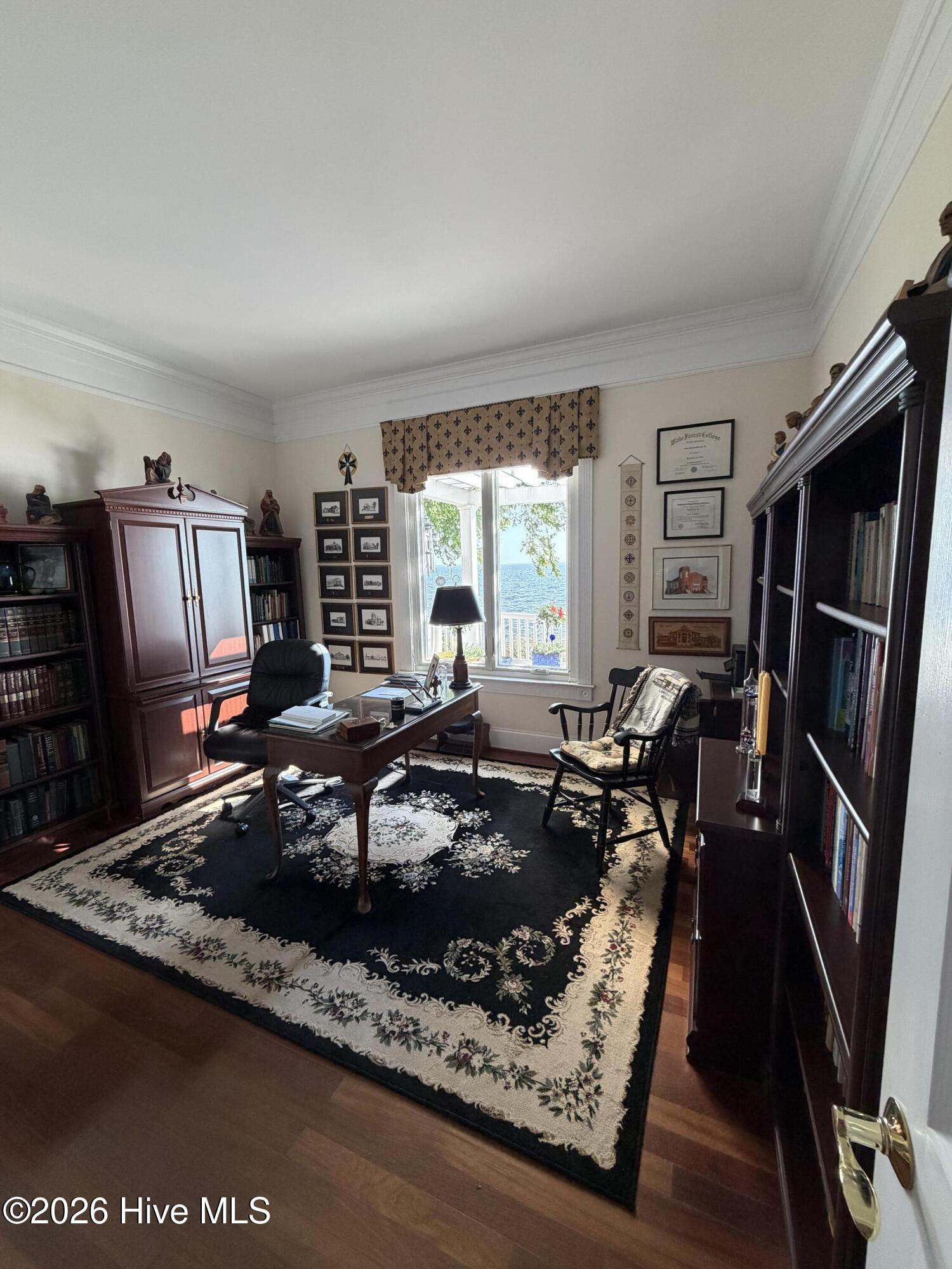 Office space leads to downstairs master bedroom suite.