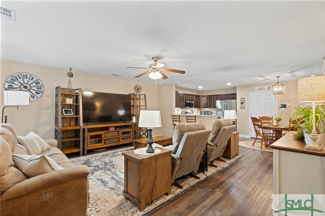 Great room with open floor plan