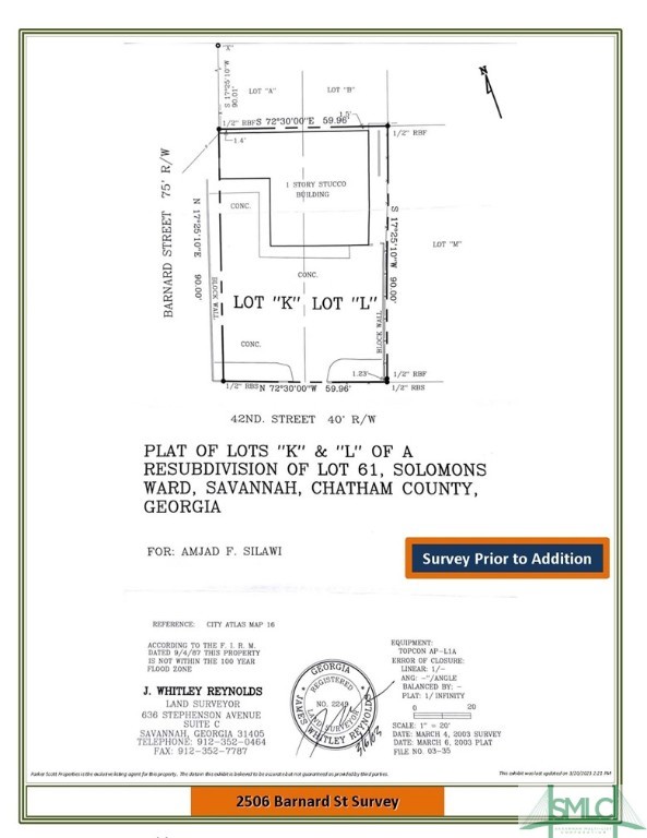 Plat Survey (prior to building addition)