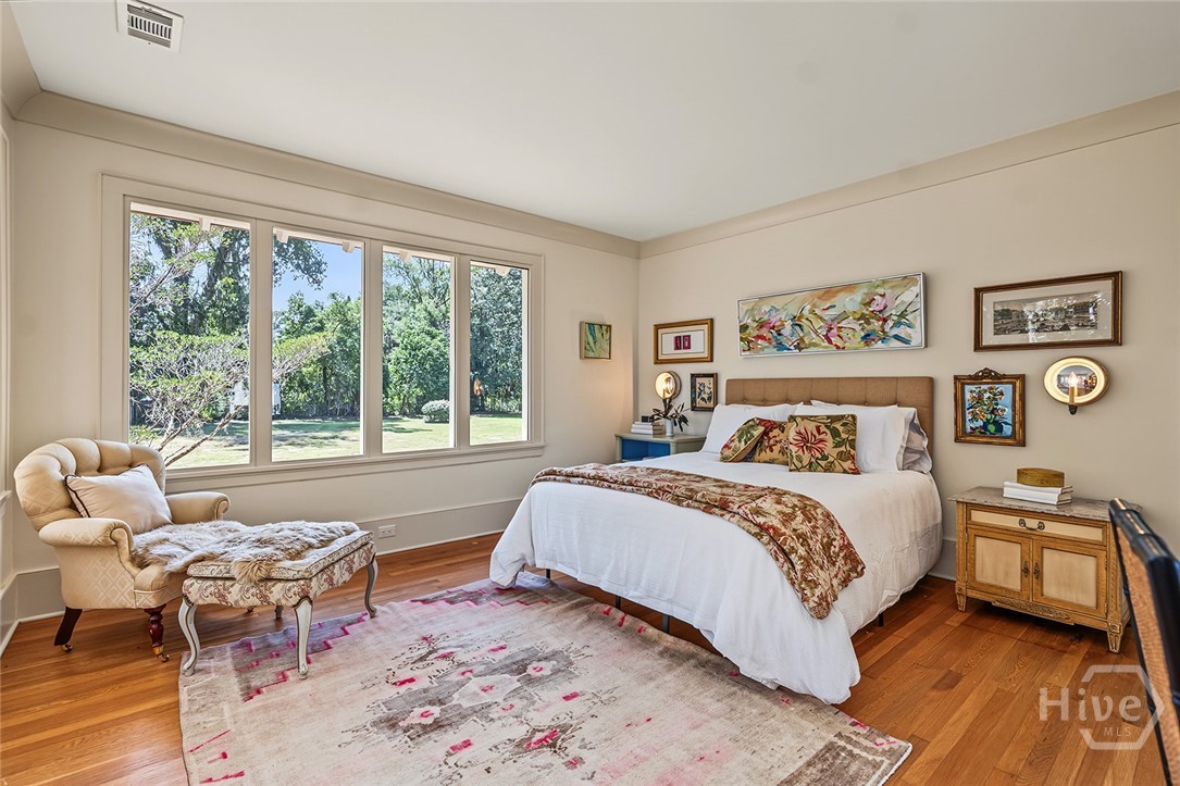 Primary bedroom with view of Herb River