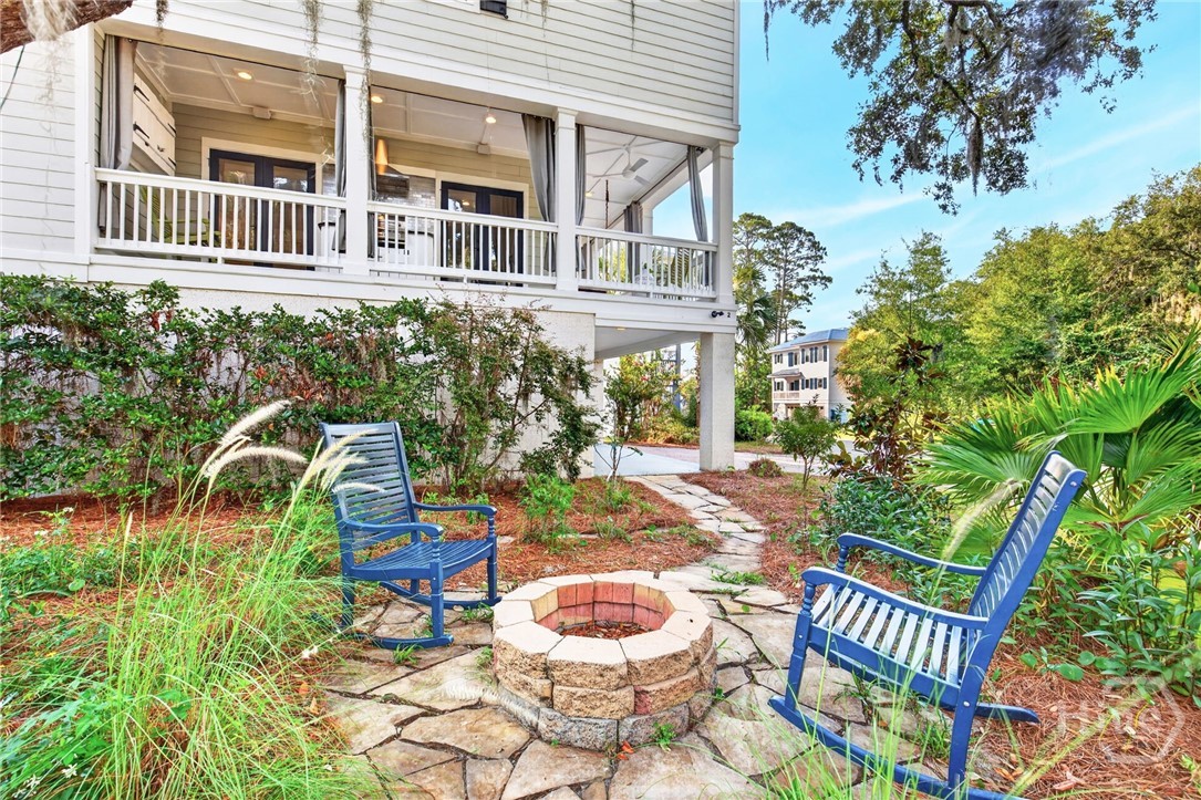 fire pit in side yard