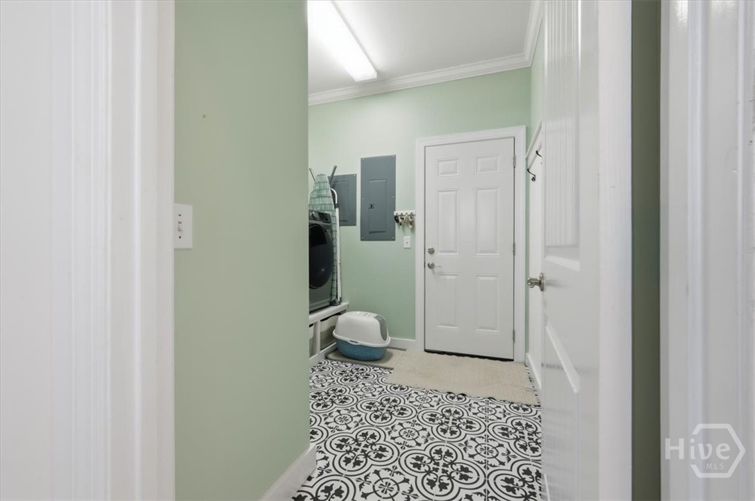 Separate laundry room.