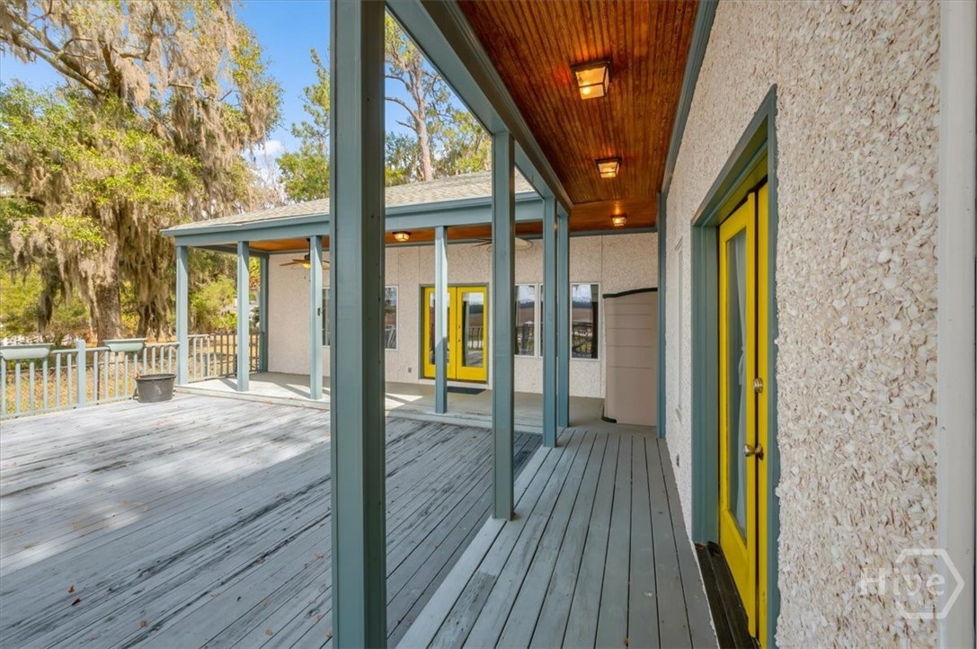 View of Double Doors and overhang from deck