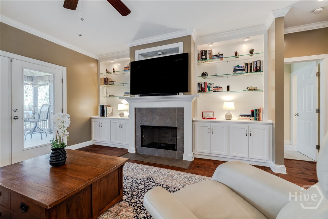 Living room, door on right to primary suite
