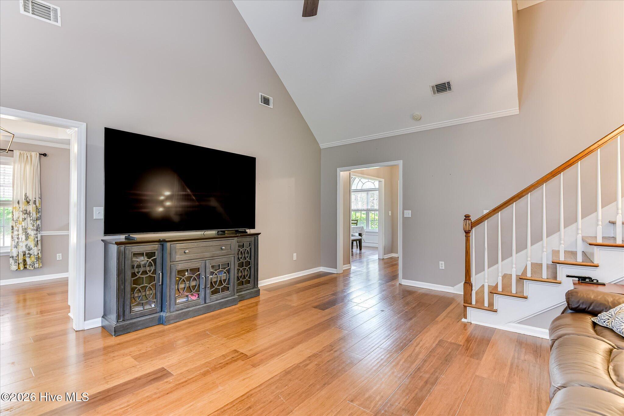 Large Family room and half flight stairs to Primary Bedroom area