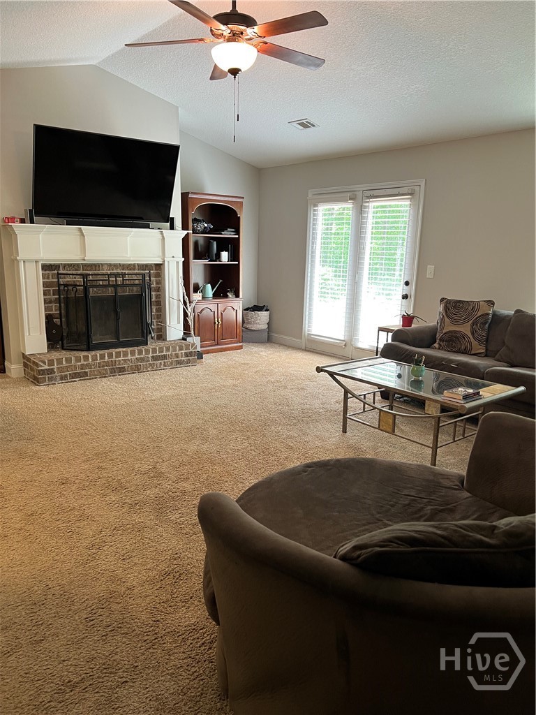 Family Room View with Wood Burning Fireplace