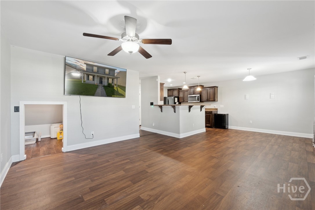 Open living and dining area