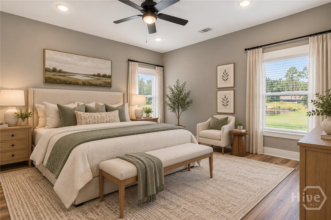 Virtually staged master bedroom