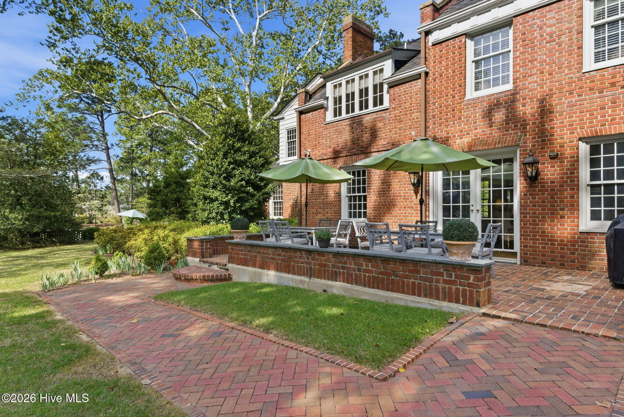 Brick terrace accessible from dining and drawing room