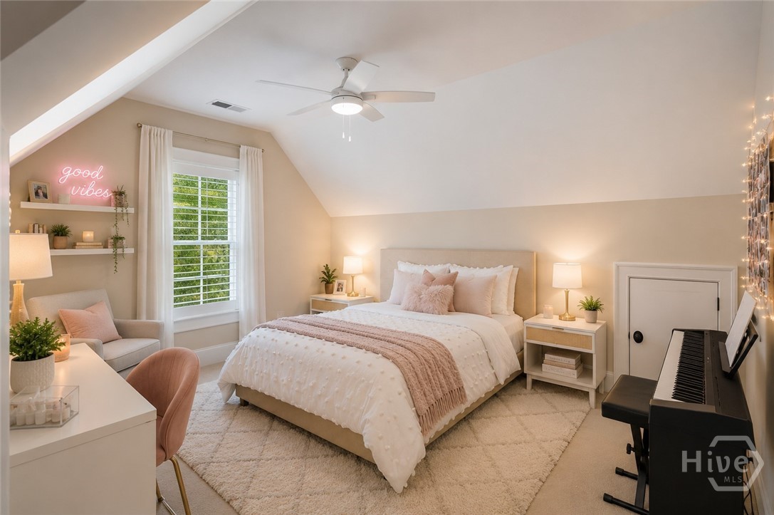 Upstairs bedroom - Image is virtually staged and AI generated