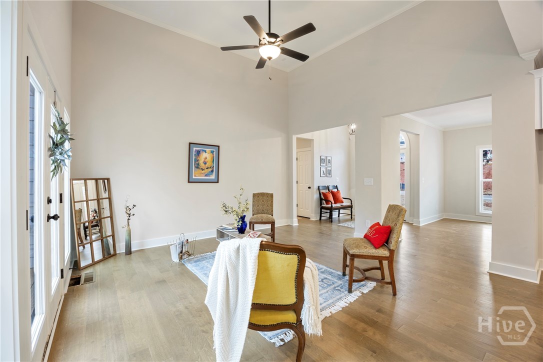 Vaulted ceiling living room