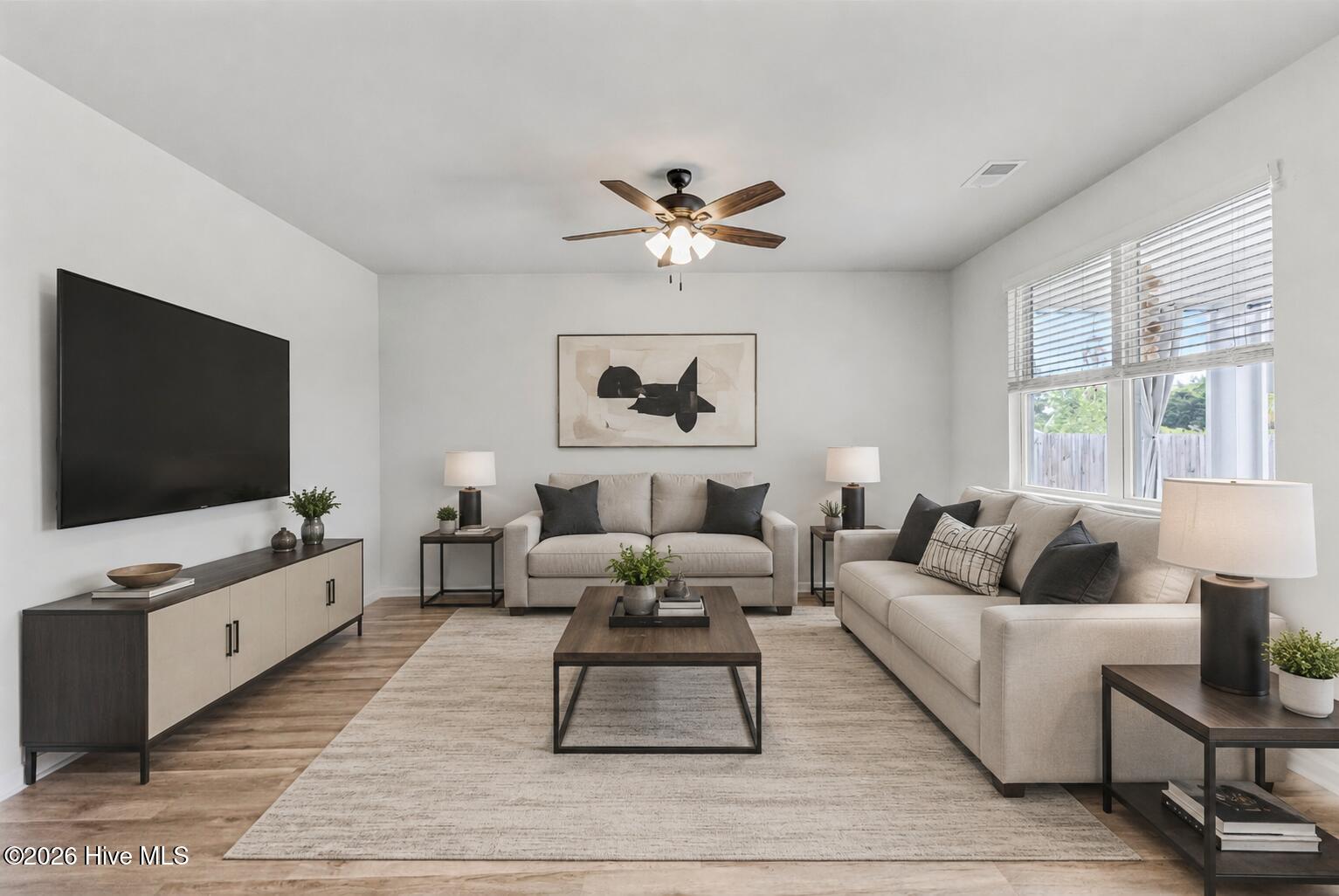 Virtually staged living area