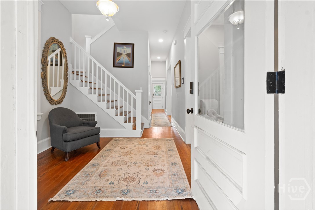Foyer with beautiful hardwood floors