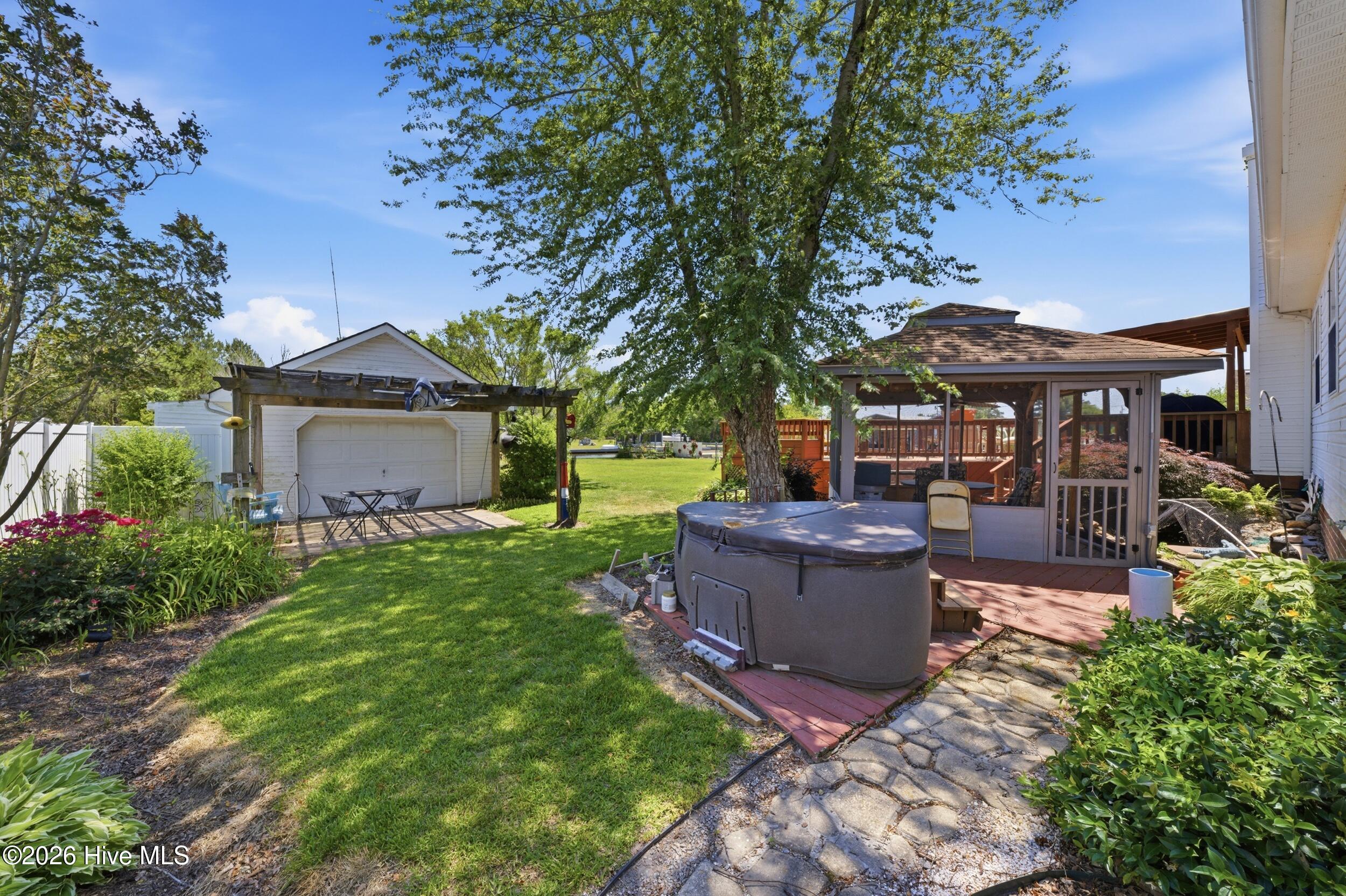 hot tub and gazebo