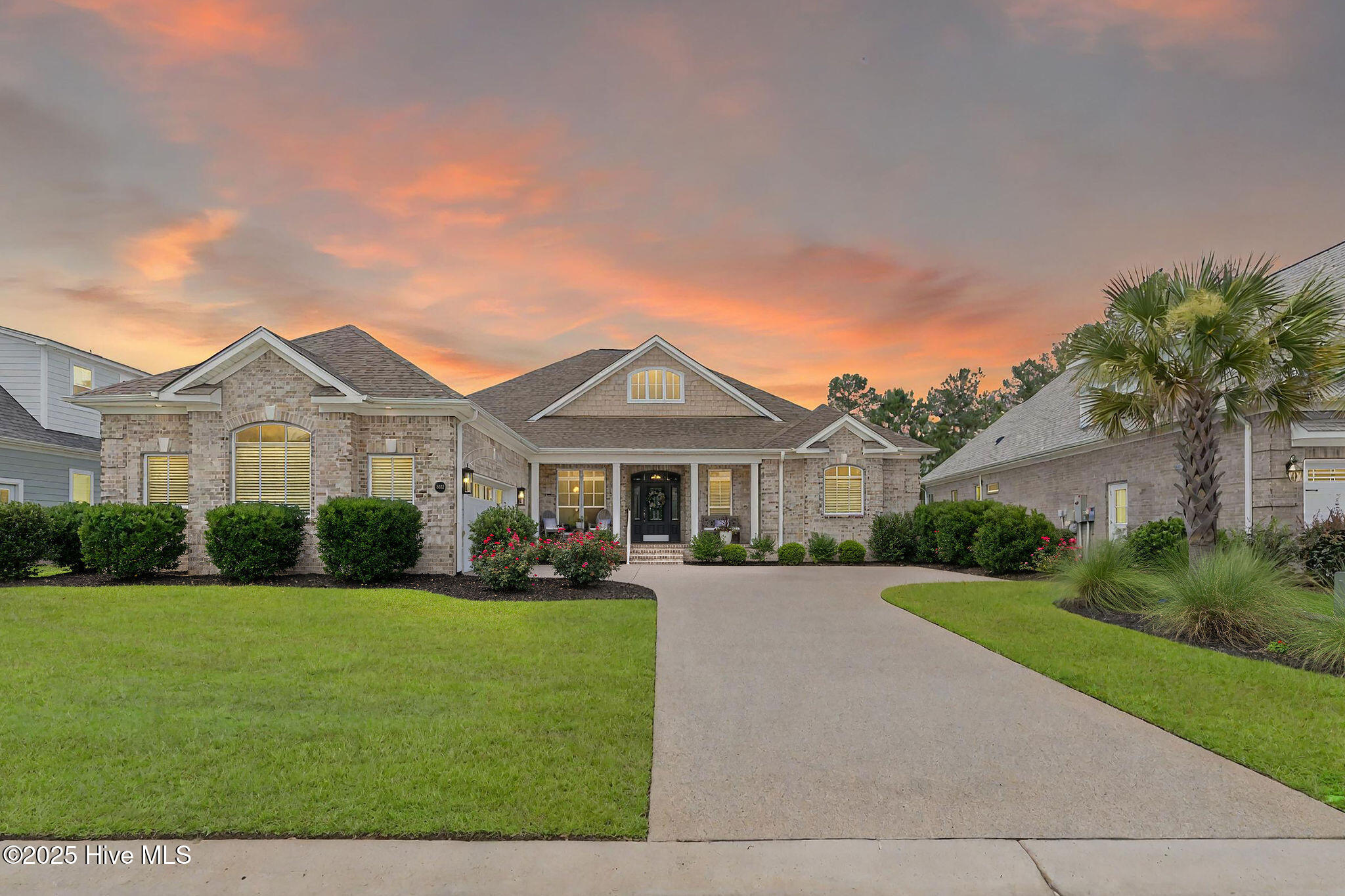 Located in the highly desirable, gated community of Compass Pointe, this beautifully designed home built in 2020, offers true single-level living with every space you could want - including a stunning glass-enclosed sunroom with vaulted ceiling. Thoughtfully laid out, the home features a spacious primary suite on one side, two guest bedrooms and a full bath on the other, a dining area off the foyer, a breakfast nook off the kitchen, a powder room, AND a private office with a beautifully stained coffered ceiling at the rear of the home.Crafted with attention to detail, the home showcases beadboard, a coffered ceiling in the family room, and four tray ceilings throughout. Wide hallways, large room sizes, and timeless finishes create a perfect blend of classic elegance and modern flow.The gourmet kitchen includes a gas cooktop, wall oven and microwave, and dual pantry cabinets, all open to a family room with custom built-ins, surround sound, and a gas fireplace. The private study offers direct access to the breathtaking sunroom, perfect for enjoying year-round natural light. The expansive primary suite features a tray ceiling, sunroom access as well, a luxurious spa-like bathroom with a zero-entry tiled shower, garden tub, and comfort-height fixtures.Additional highlights include wide-plank luxury vinyl flooring, custom window treatments, central sound and security systems, and extensive mature landscaping. The oversized garage offers an 18' wide door, separate golf cart bay, attic access, and suspended shelving for storage. Conveniently located near the Compass Pointe golf clubhouse, restaurant, and West Gate, this home seriously delivers comfort, style, and exceptional convenience!