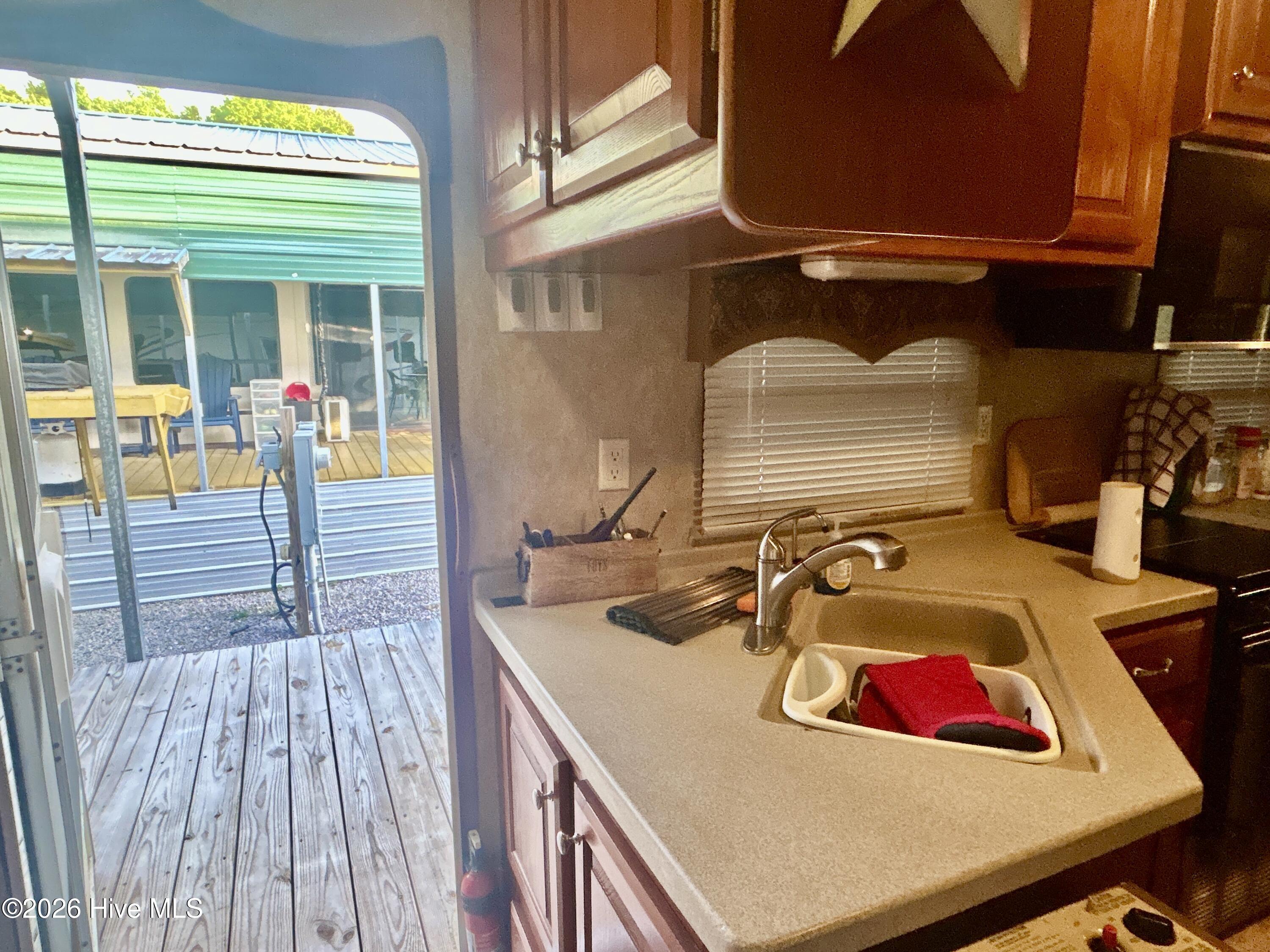 kitchen area and outside deck area, Grand Junction camper