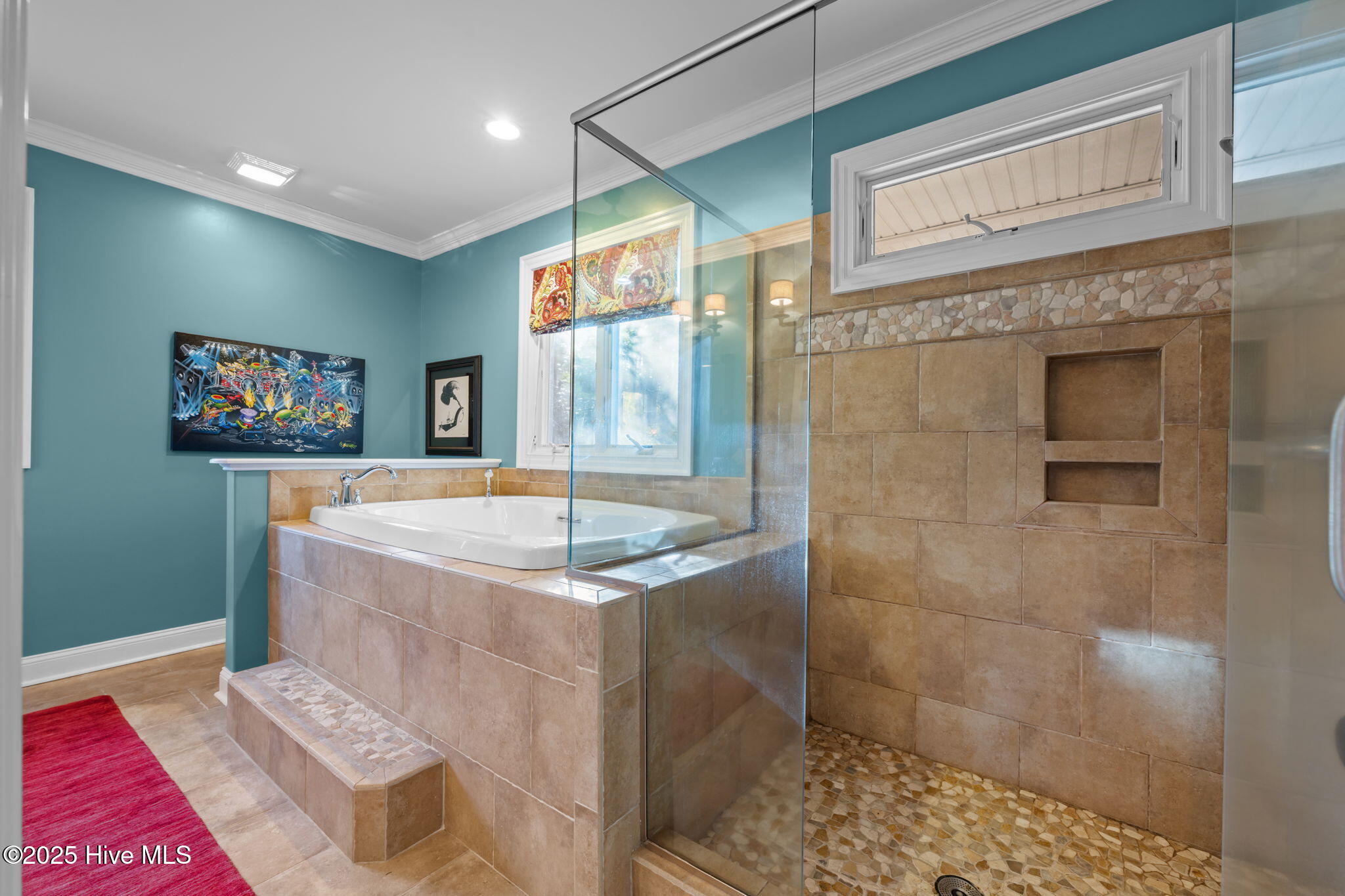 Custom tile shower and large whirlpool
