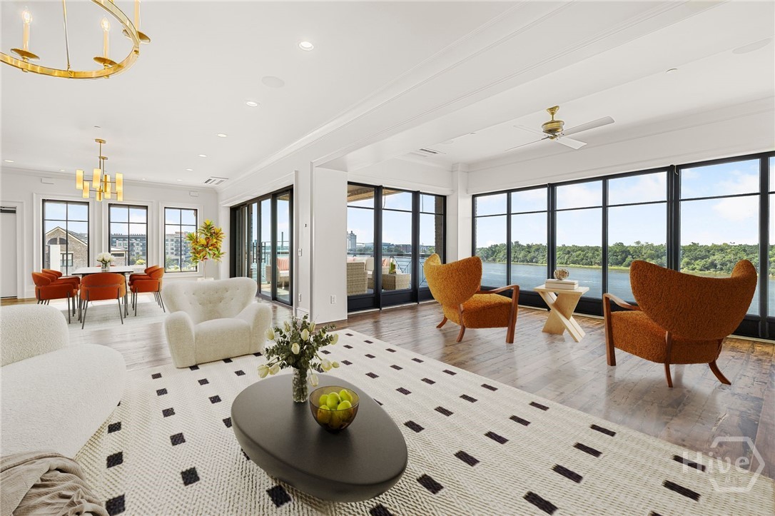 Great room with panoramic water front views!