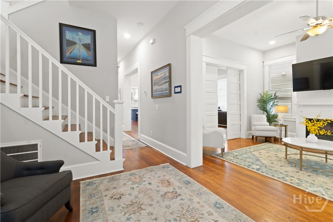 Foyer with beautiful hardwood floors