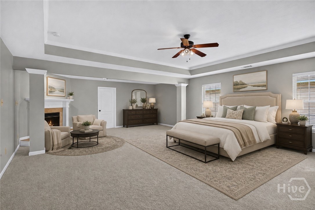 Virtually staged primary suite