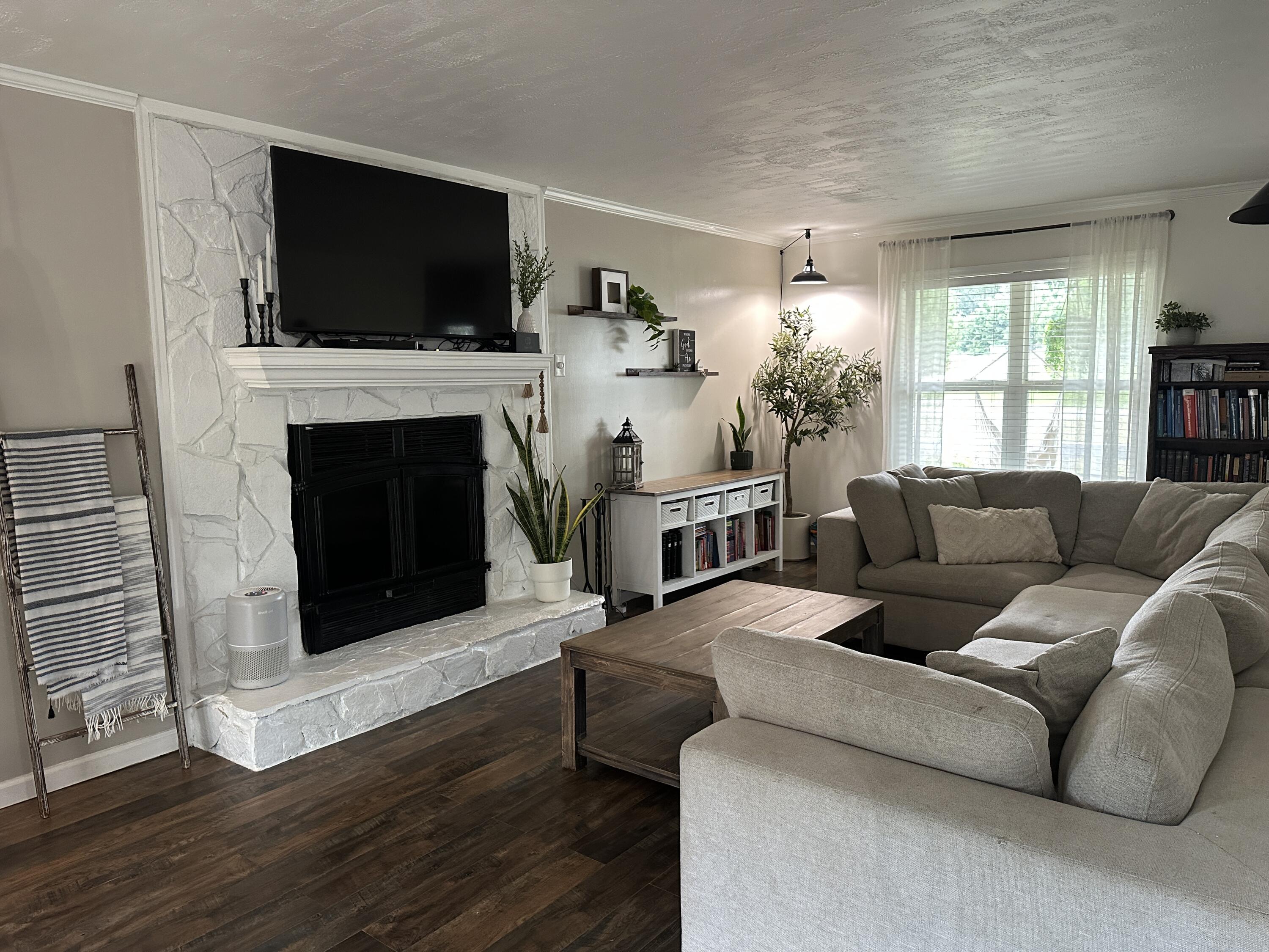 living room with fireplace