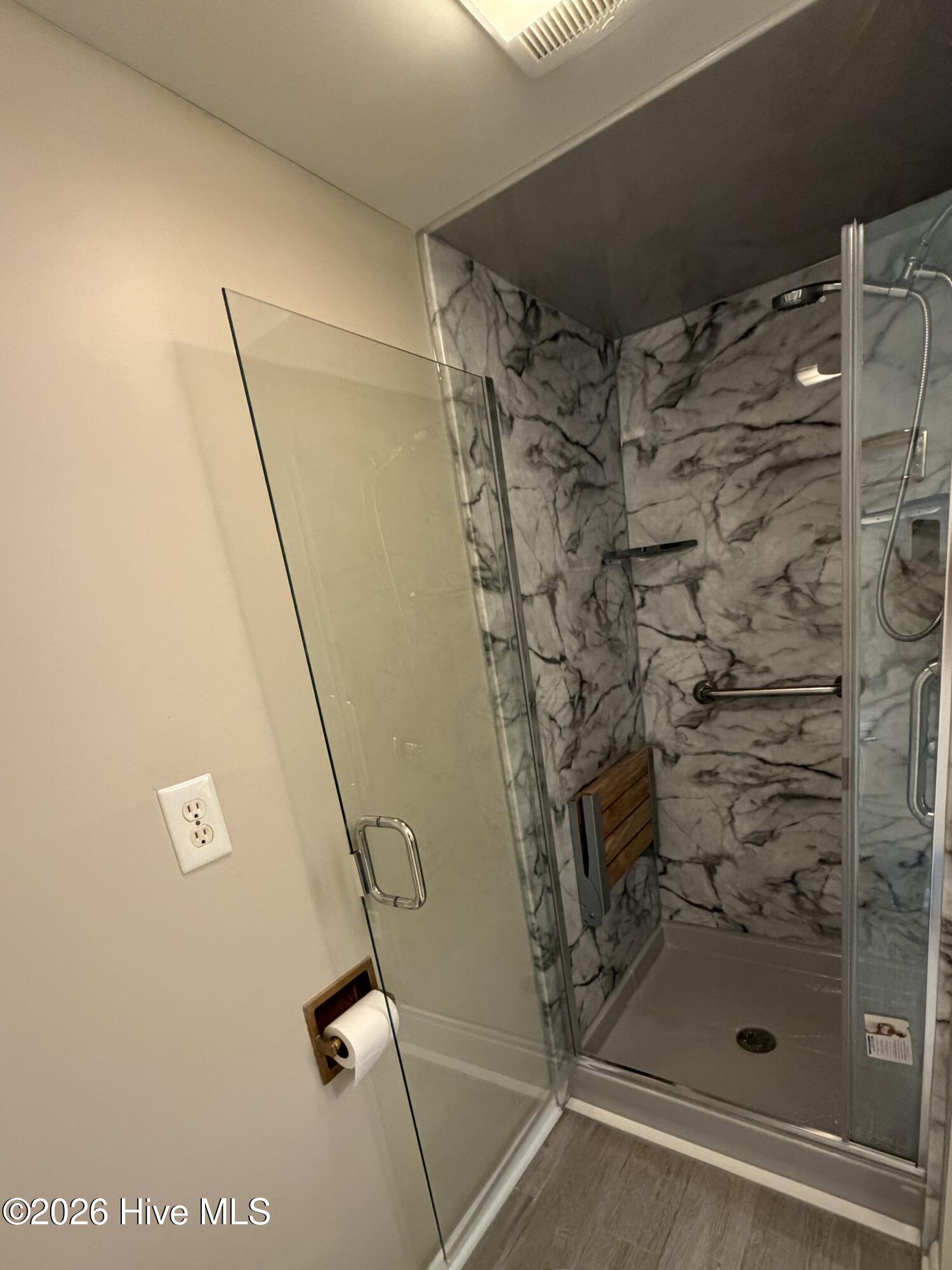 New tiled shower.