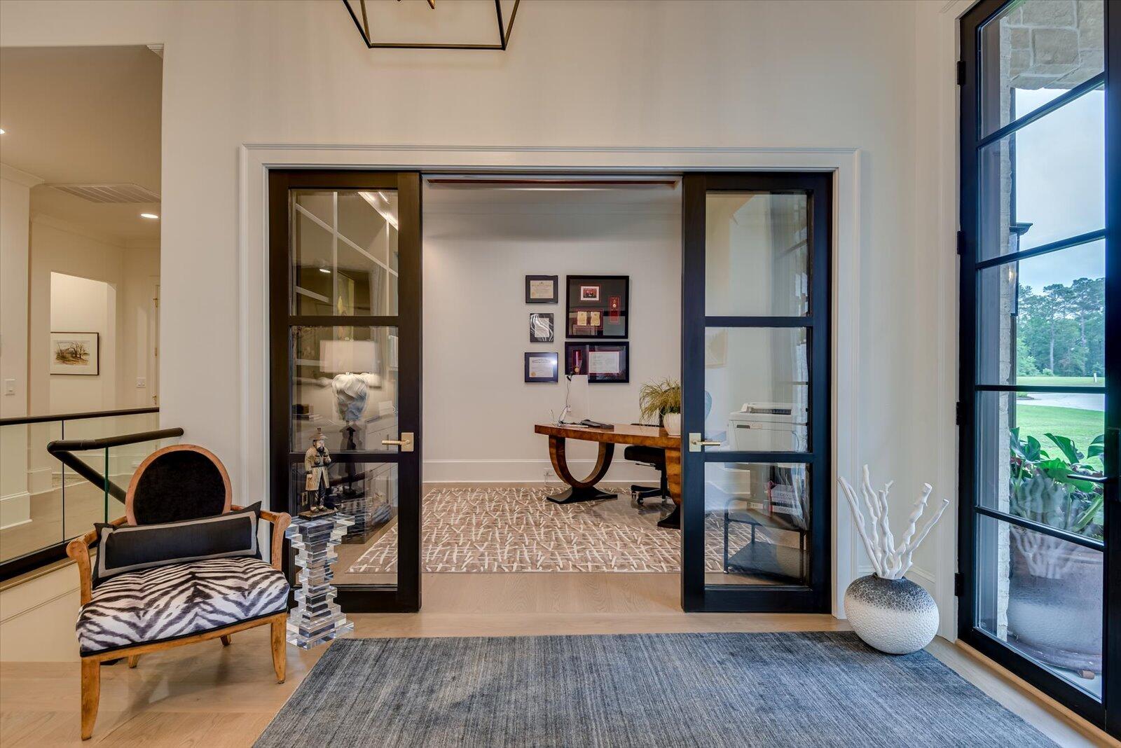 Office-Glass/wood sliding doors.