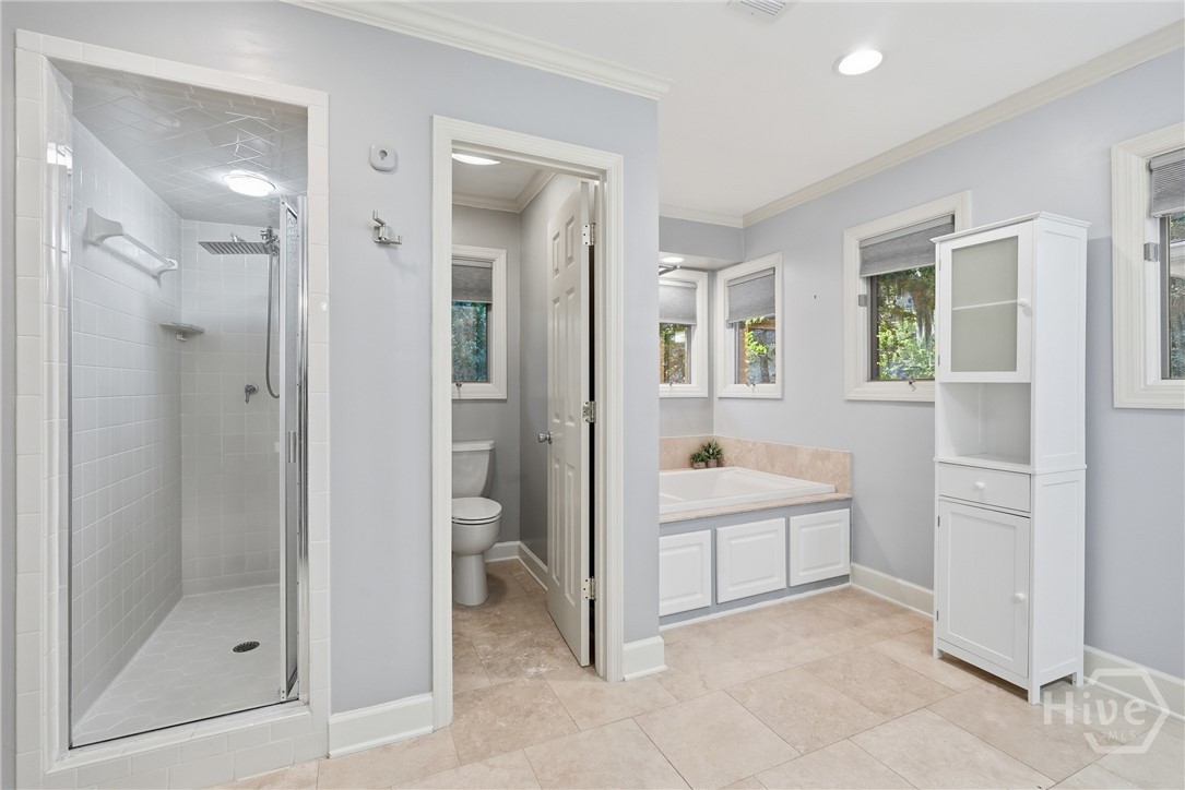 Luxury master bath with soaking tub.