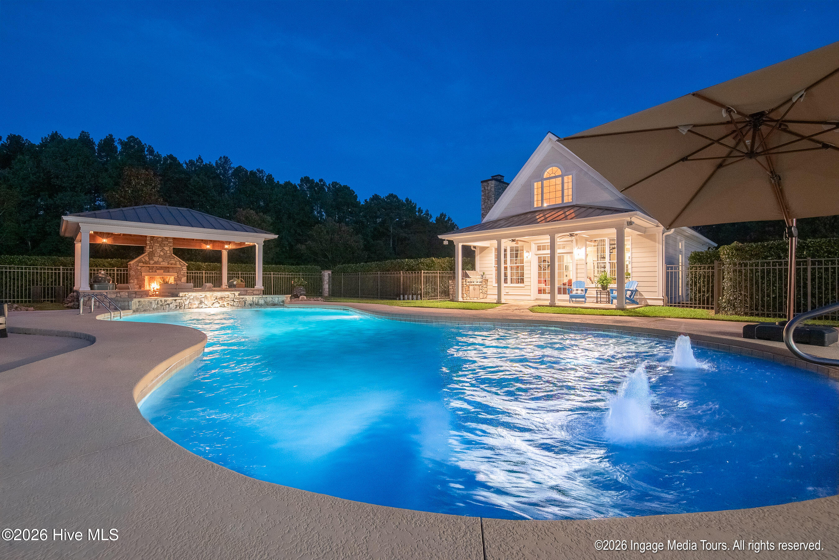 The 48,000 gallon pool features lighting and 9ft. depth.