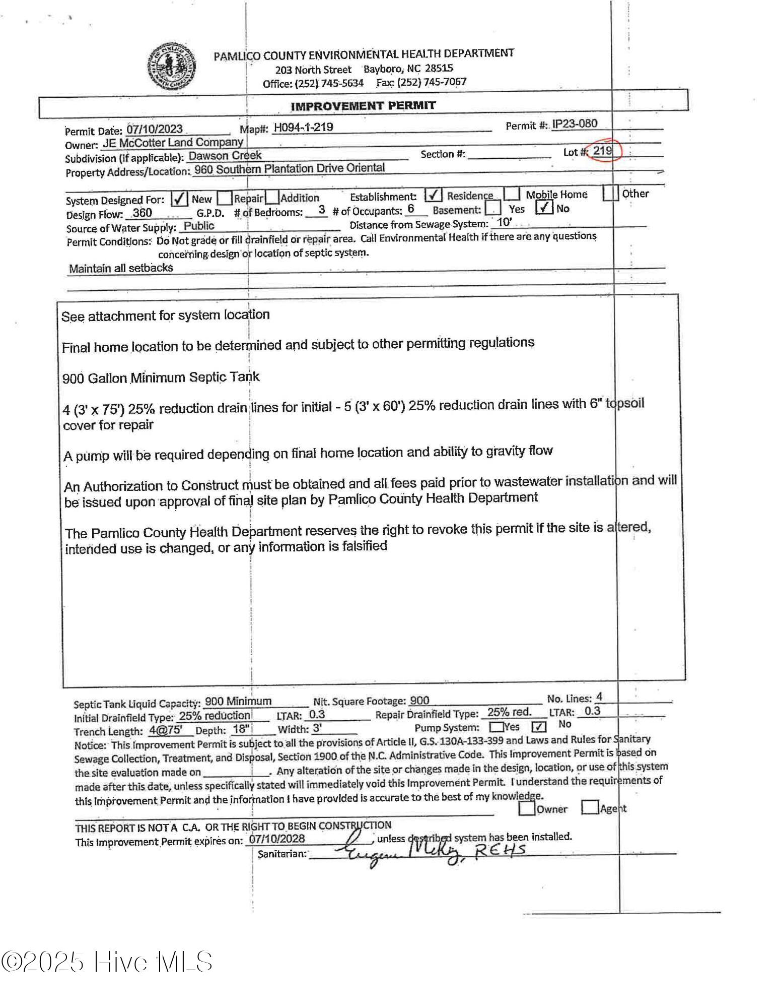 3 Bedroom Septic Permit