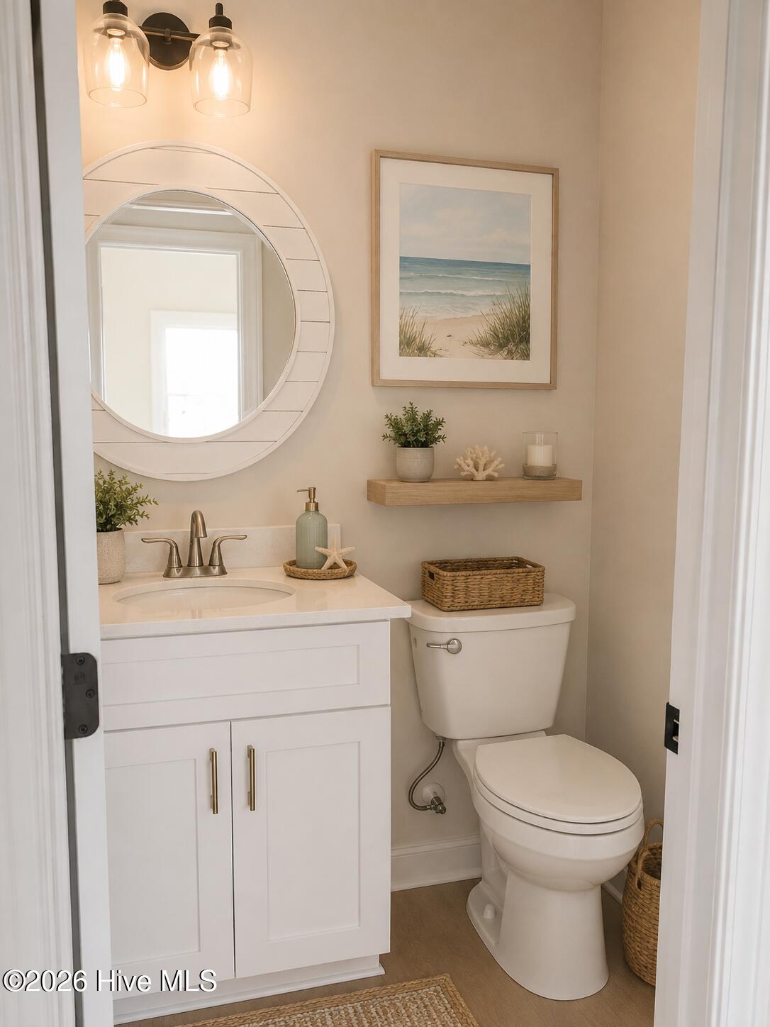 Virtually staged photo of Powder room