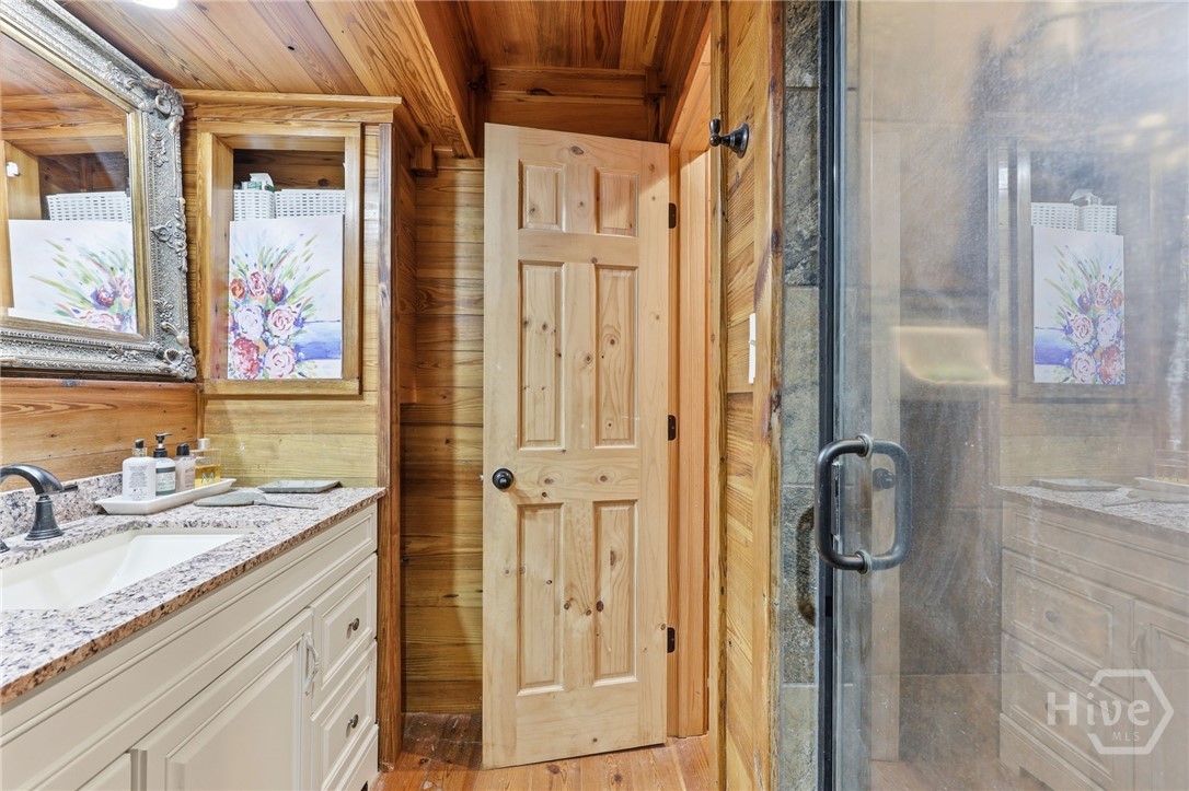 Tile shower in downstairs bath