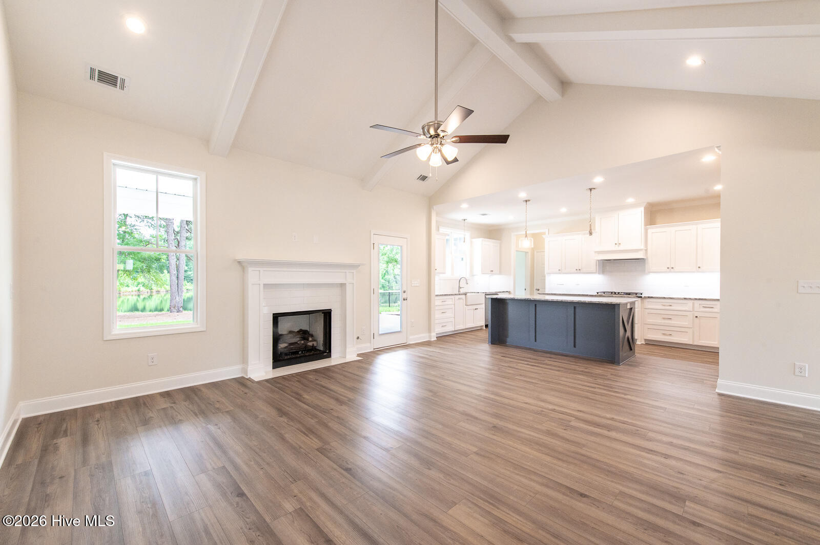 Living Room with Vaulted Ceiling!