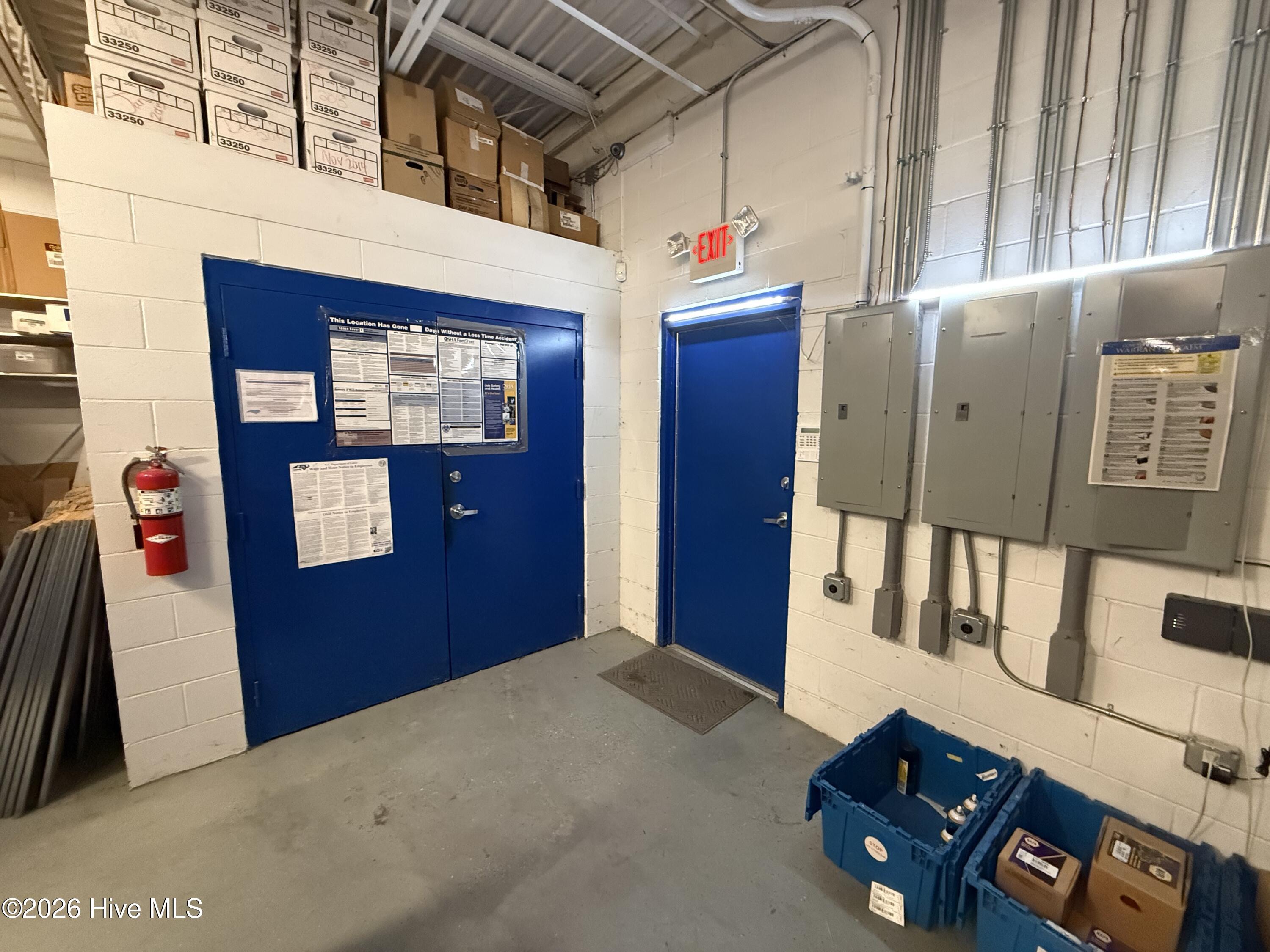 Receiving door into storage area