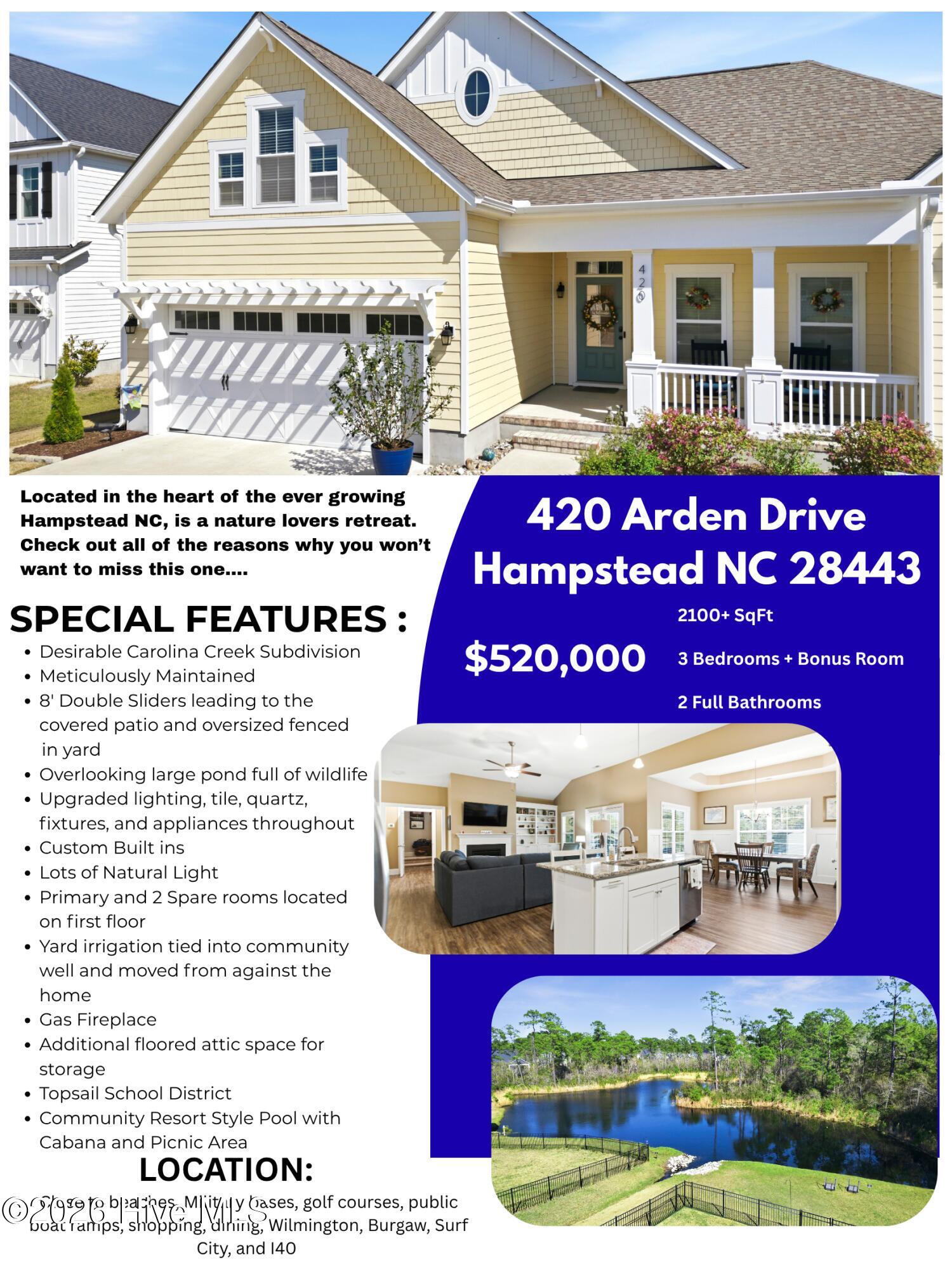 420 Arden Drive, Hampstead, NC, 28443