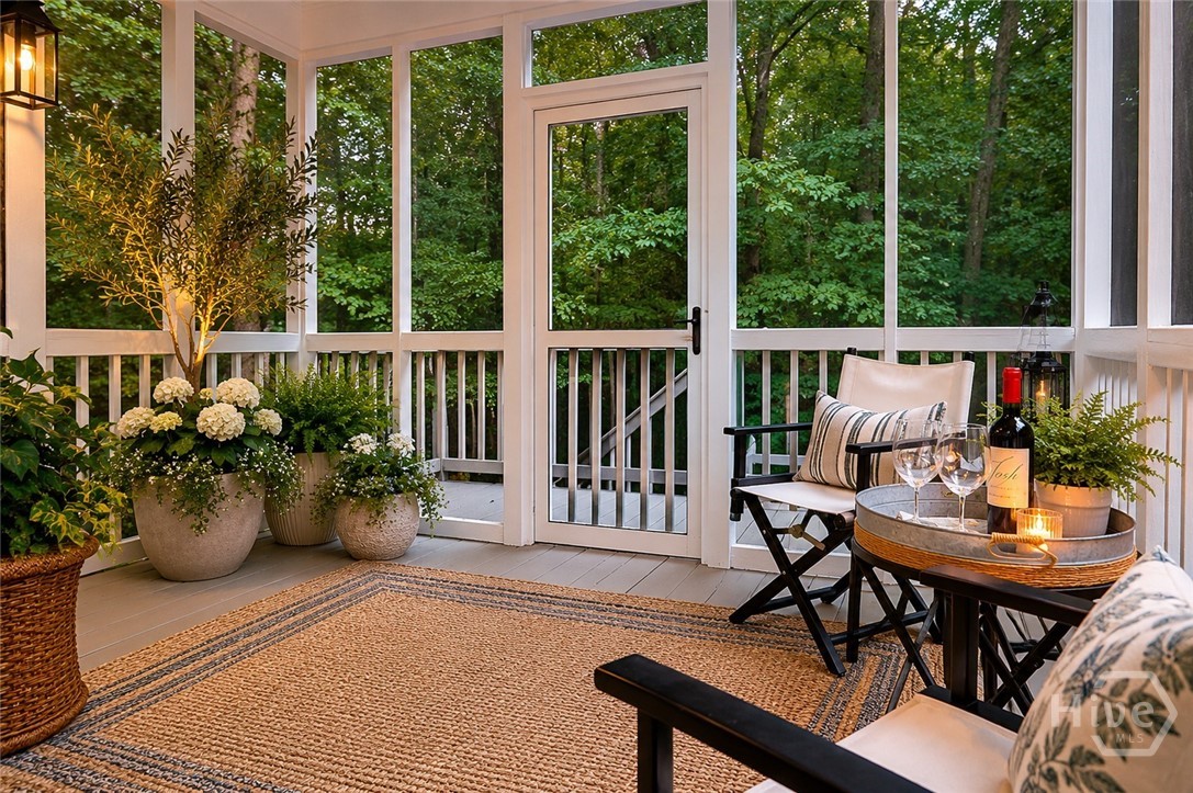 Screened porch virtually staged
