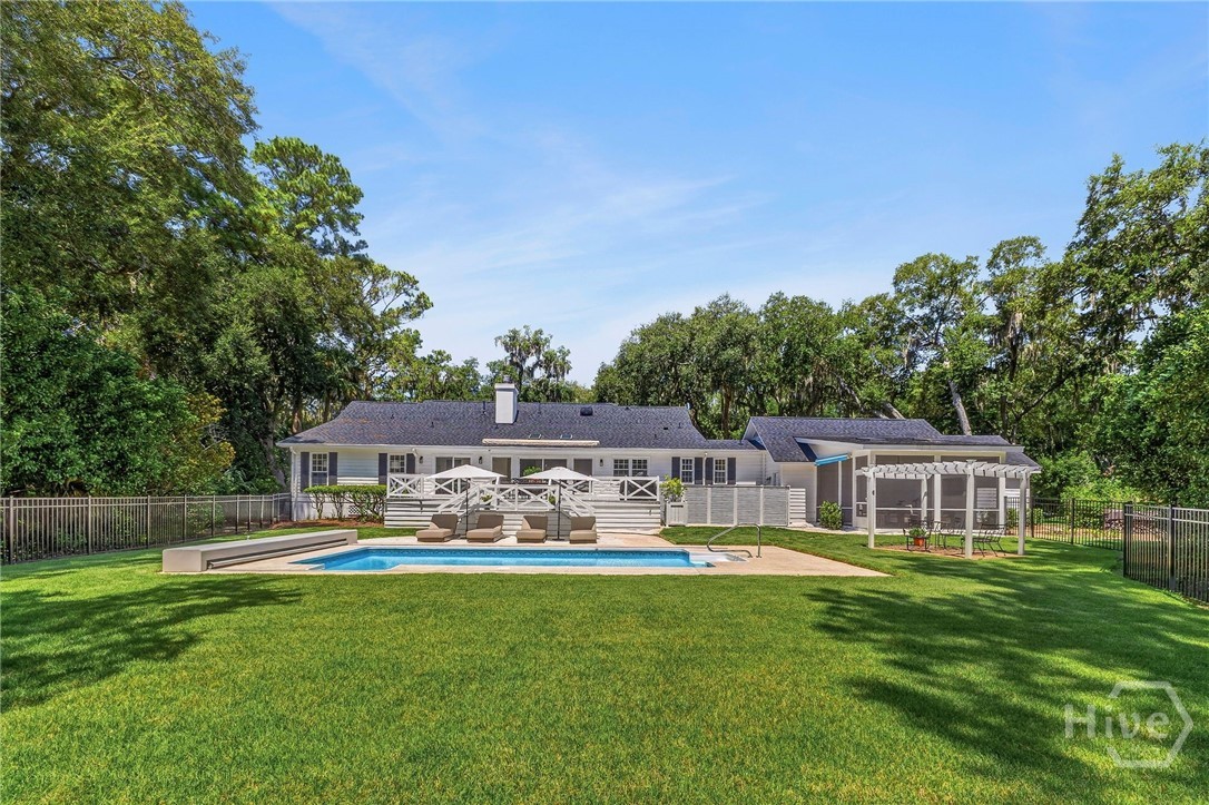 Backyard Oasis with Pool, Pergola, Porch and Firepit