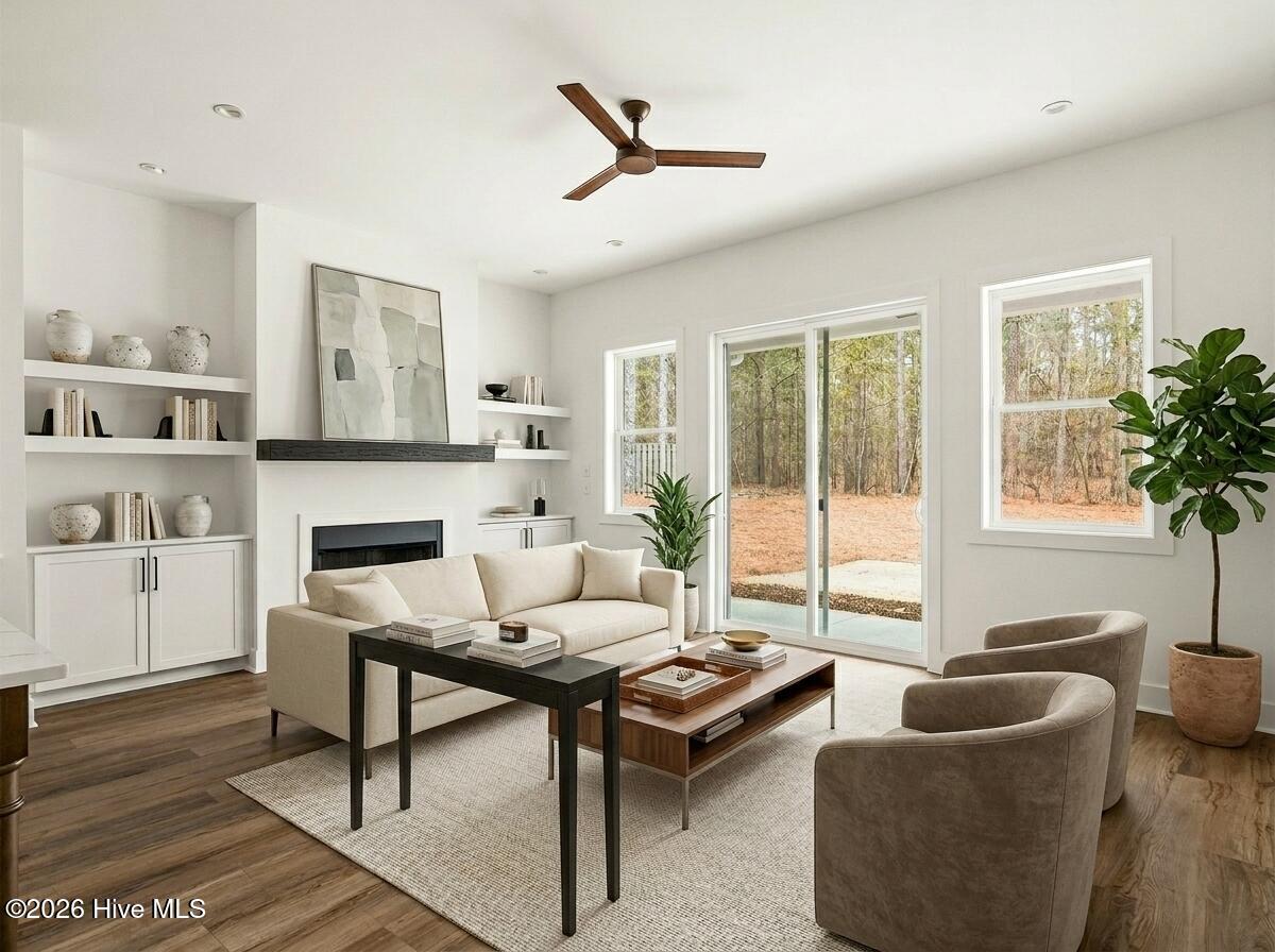 Living room with built-ins