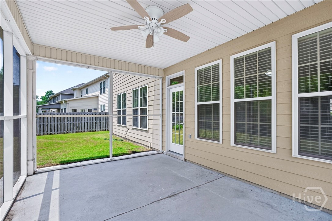 Newly re-screened porch with fan