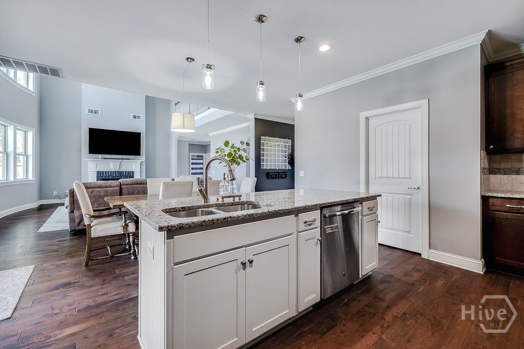 Kitchen island into living room