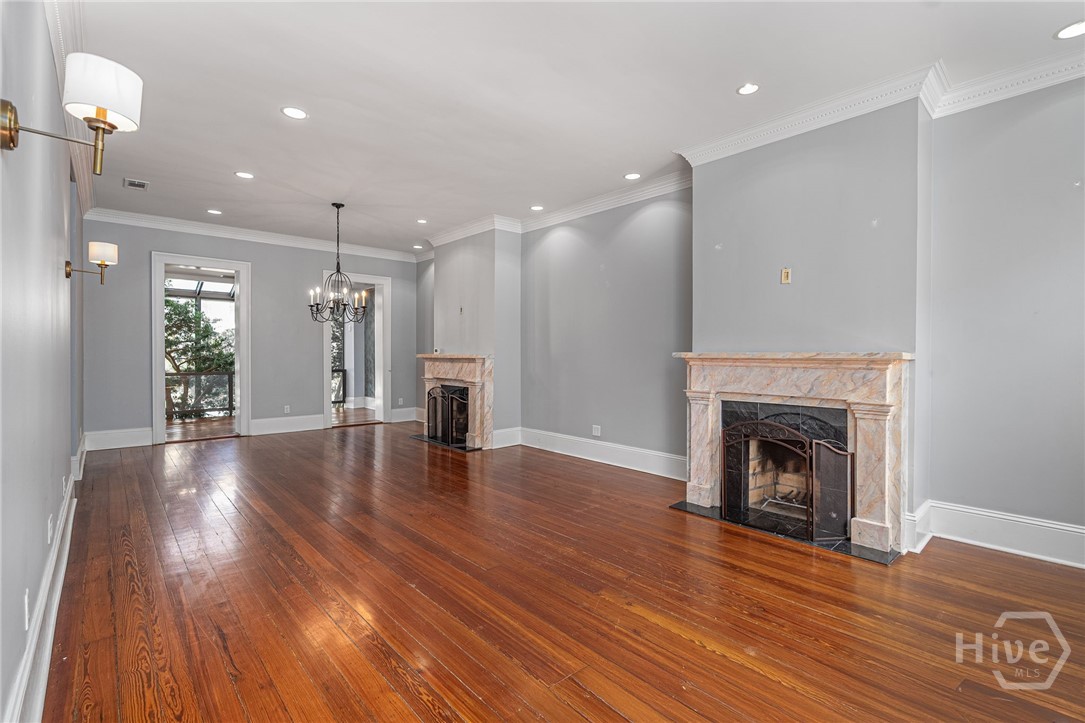 Living room opening to dining room
