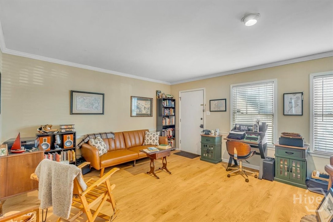 Garden level with hardwood floors