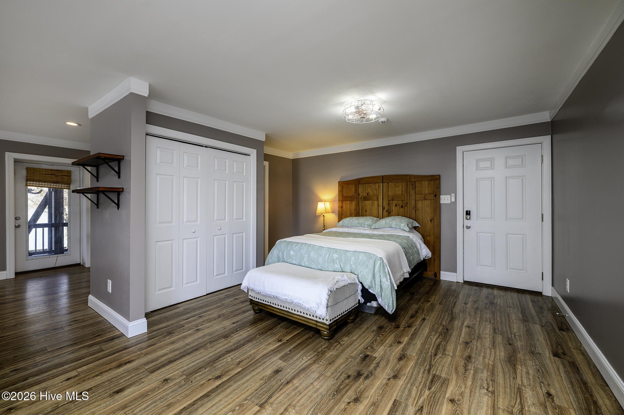 Garage entry door by the bed
