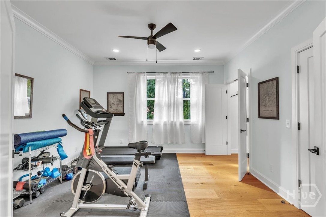 Bedroom 3 on second floor, double door entry perfect for flex space/gym.