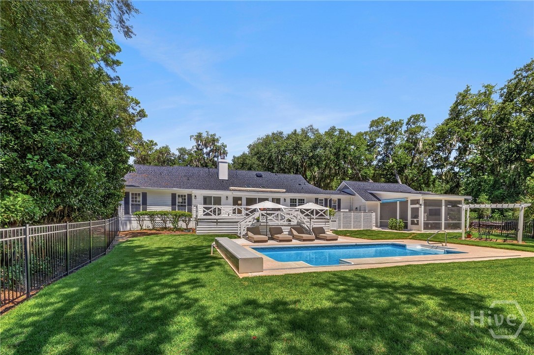 Pool, Pergola, Porch and Firepit