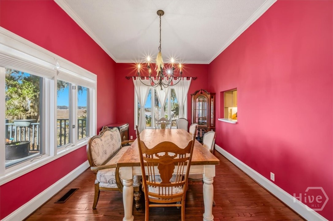 View of Open Dining Area with Custom Lighting