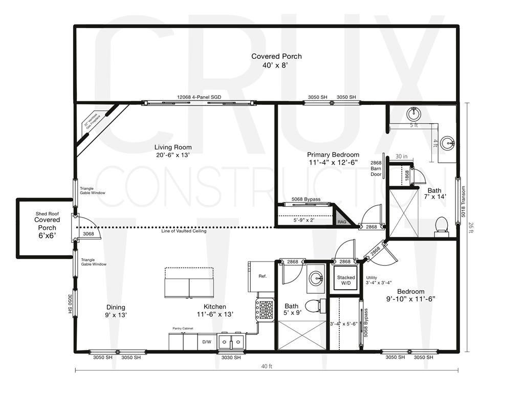 1040 Stacked Floor Plan